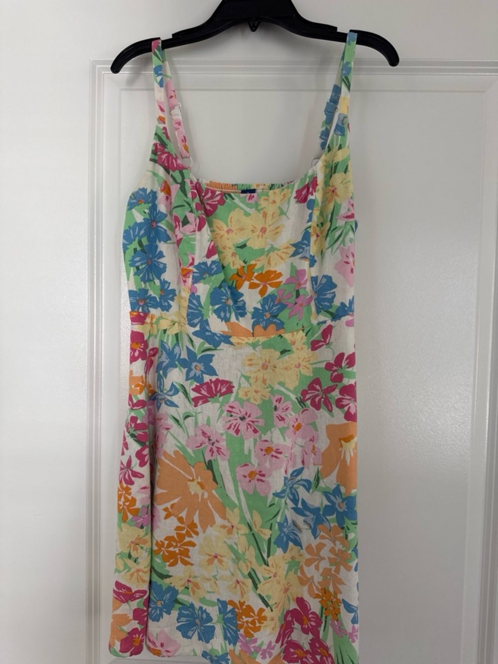 Old Navy Floral Linen Sundress with Pastel Bouquet Print - Pink, Blue & Green